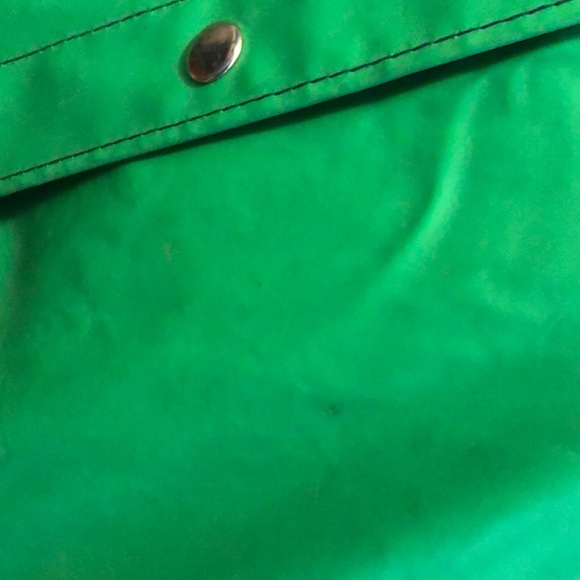 Green Hooded womens Rain Jacket. Whale print lining. Fisherman’s core. Rainy day - Picture 10 of 13